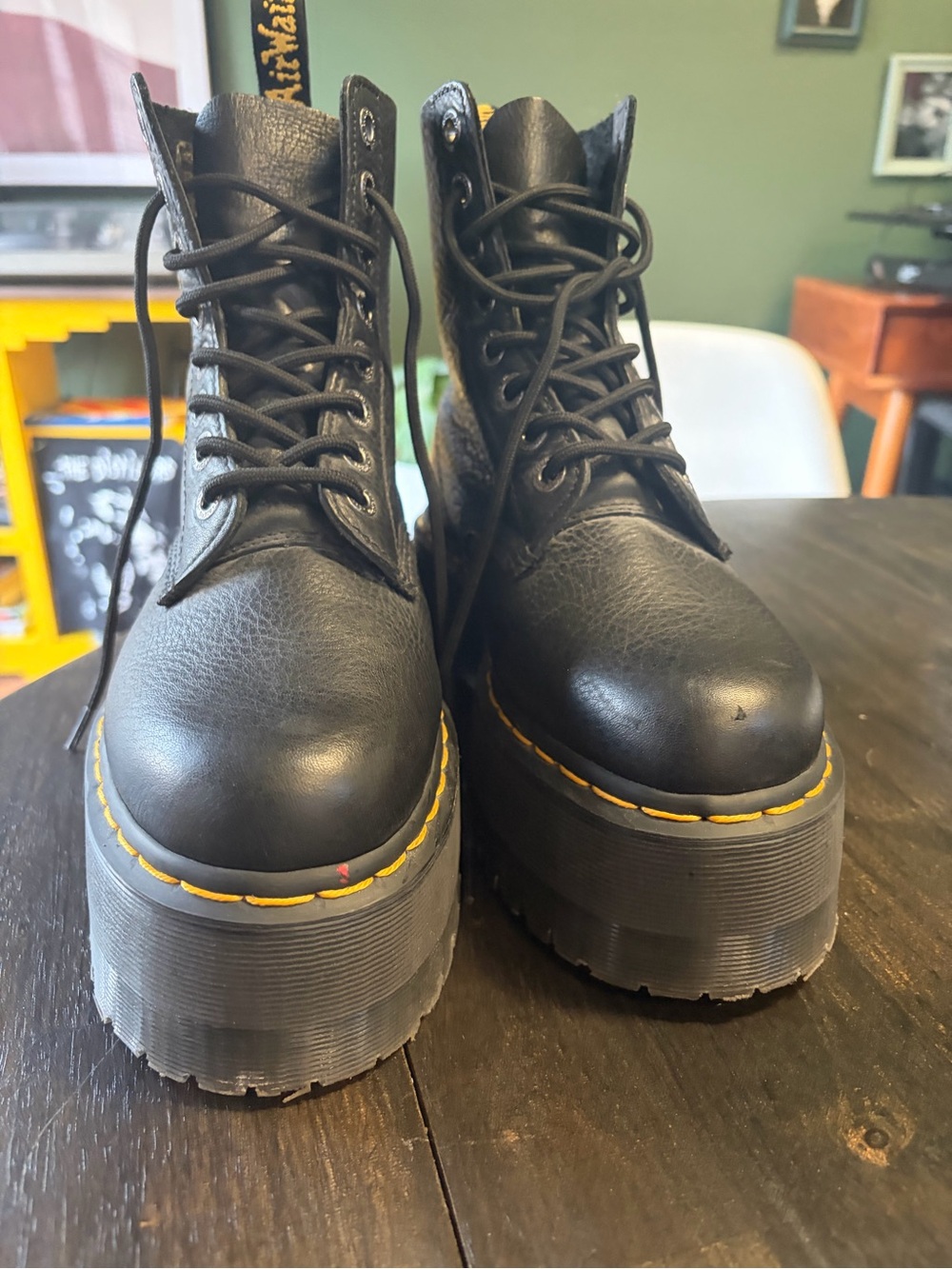 Dr. Martens 1460 Pascal Max Black Leather Platform Boots Lace Ups - Picture 3 of 8